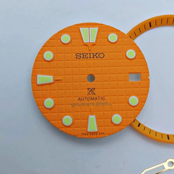 SEIKO PROSPEX ORANGE WAFFLE DIAL MINUTE TRACK HANDS SET 7002 7000 SUPERLUME 5770