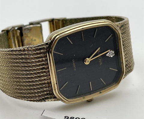 PROJECT TO FIX BULOVA QUARTZ MENS GOLD PLATE DRESS WATCH EU SHIP 9899