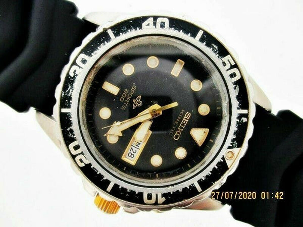 PROJECT TO FIX SEIKO BLACK 5M43 0A40 KINETIC 790157 MENS EU SHIP DAY DATE WATCH