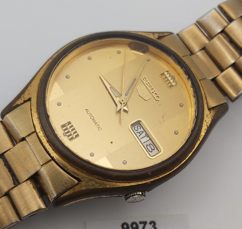 PROJECT TO FIX SEIKO 5 SPORTS 7009 3100 MENS GOLD AUTO DAY DATE WATCH 9973