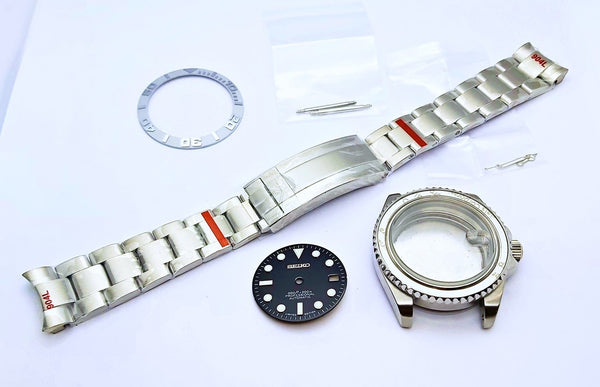 NEW AF SEIKO LEX YACHT MASTER SS KIT CASE BEZEL GLASS CROWN STRAP DIAL HANDS