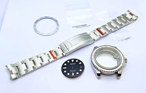 NEW AF SEIKO LEX YACHT MASTER SS KIT CASE BEZEL GLASS CROWN STRAP DIAL HANDS