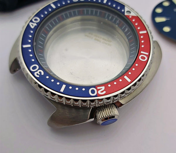 NEW AF SEIKO TURTLE SRP777 BLUE RED KIT CASE BEZEL GLASS CROWN STRAP DIAL HAND