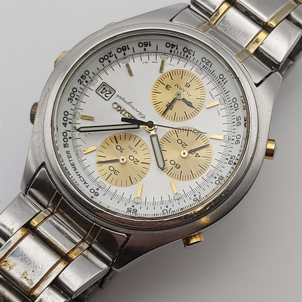 PROJECT TO FIX SEIKO 7T32 7C60 GOLD SS CHRONOGRAPH EU SHIP 120143 MENS WATCH