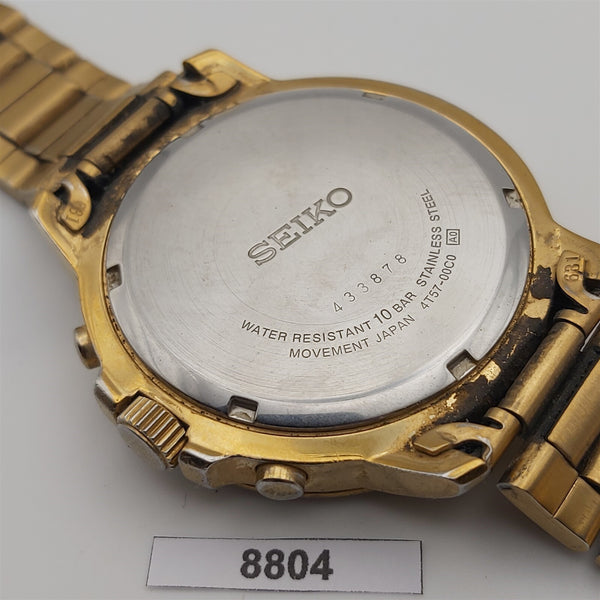 SEIKO 4T57 00C0 GOLD PLATE CHRONOGRAPH MENS DATE EU SHIP SERVICED WATCH 8804