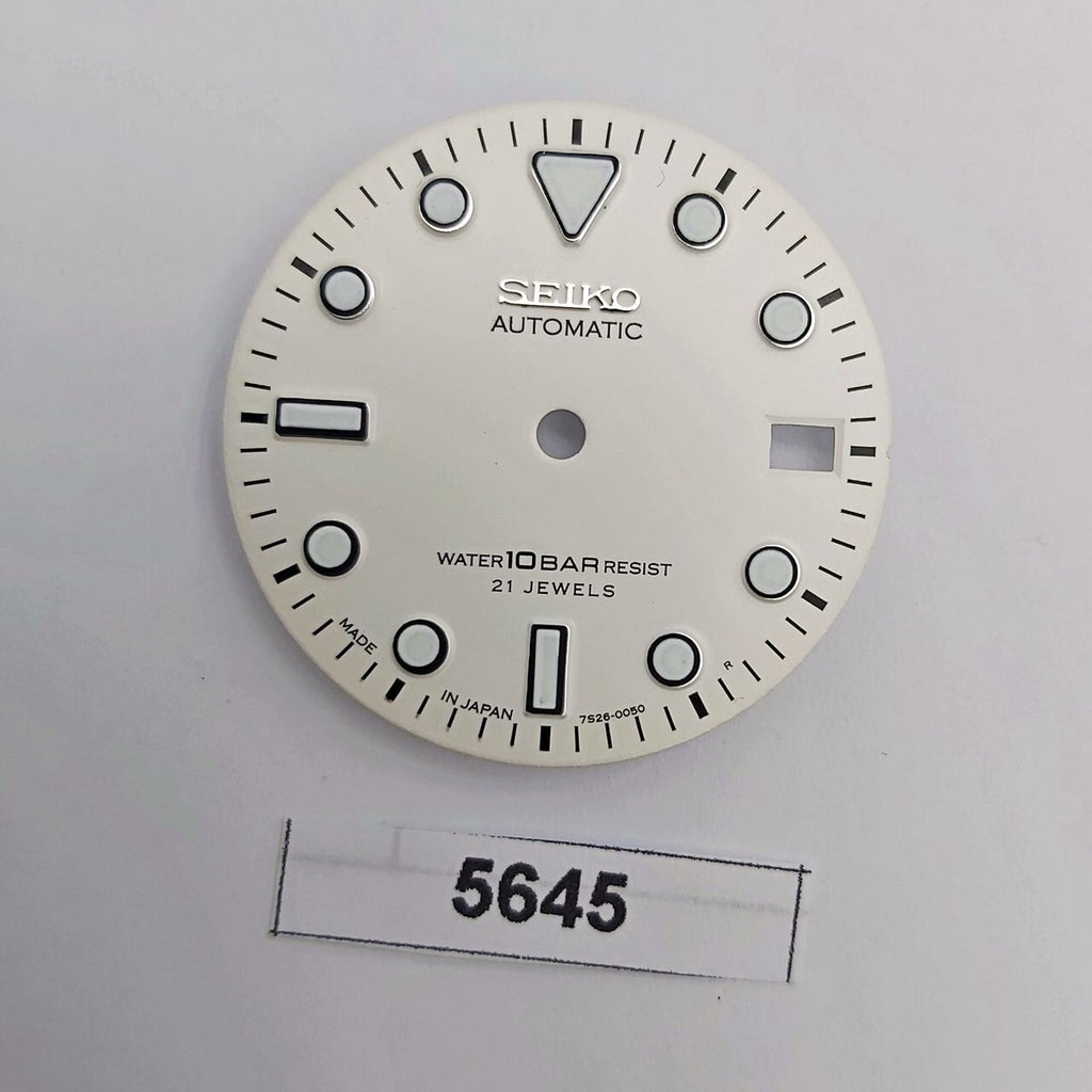 SEIKO WHITE DIAL FOR 7S26 0050 SKX023 DIVERS WATCH BLACK INDEX DATE ONLY 5645