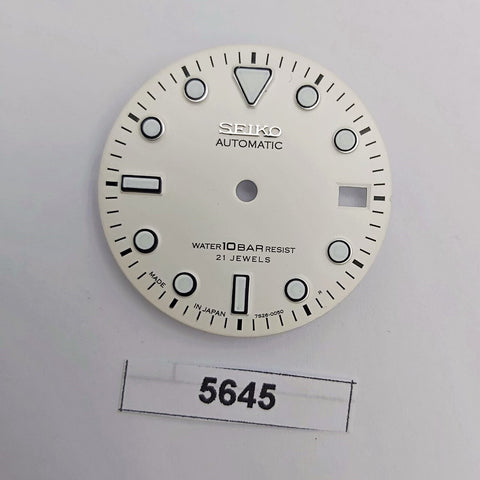 SEIKO WHITE DIAL FOR 7S26 0050 SKX023 DIVERS WATCH BLACK INDEX DATE ONLY 5645