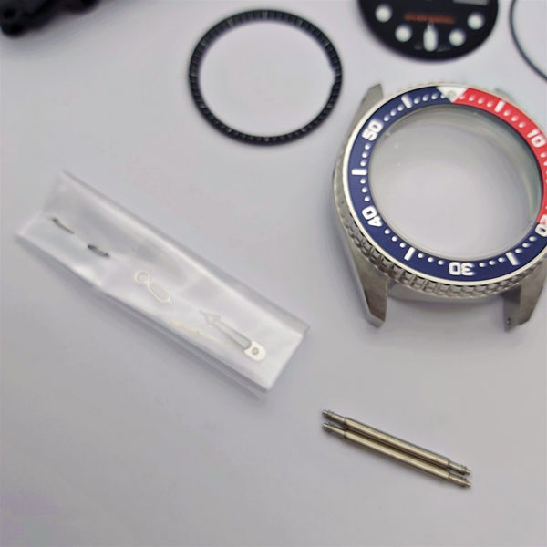 NEW AF SEIKO 7S26 0030 SKX013 PEPSI KIT CASE BEZEL GLASS CROWN STRAP DIAL HANDS