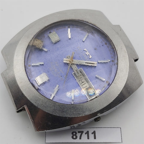 PROJECT TO FIX TECHNOS SS CUSHION THICK DAY DATE AUTOMATIC MENS WATCH 8711