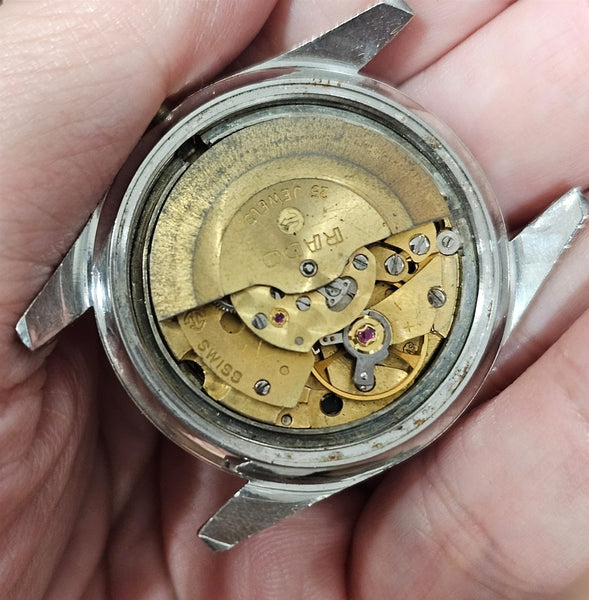 PROJECT TO FIX RADO ROUND THICK LUGS BOTTOM DAY DATE MENS SS WATCH EU SHIP 10267