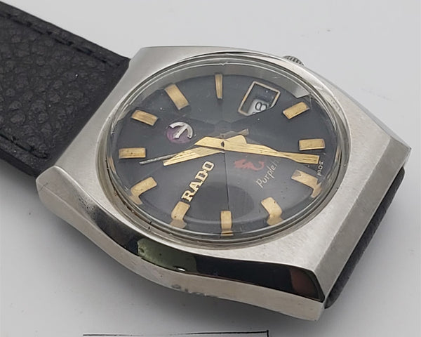 PROJECT TO FIX RADO PURPLE HOSE SS HOODED LUGS DATE EU SHIP MENS WATCH 9708