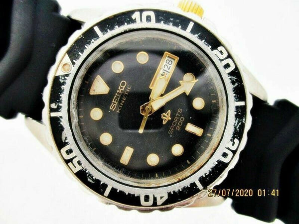 PROJECT TO FIX SEIKO BLACK 5M43 0A40 KINETIC 790157 MENS EU SHIP DAY DATE WATCH