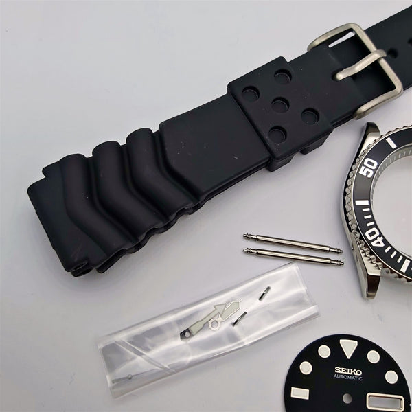 NEW AF SEIKO 7S26 0040 SKX031 BLACK KIT CASE BEZEL GLASS CROWN STRAP DIAL HANDS