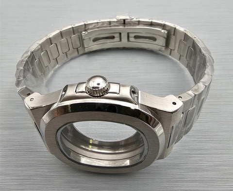 NEW AF SEIKO AQUANAUT MOD BLACK KIT CASE BEZEL GLASS CROWN DIAL HANDS