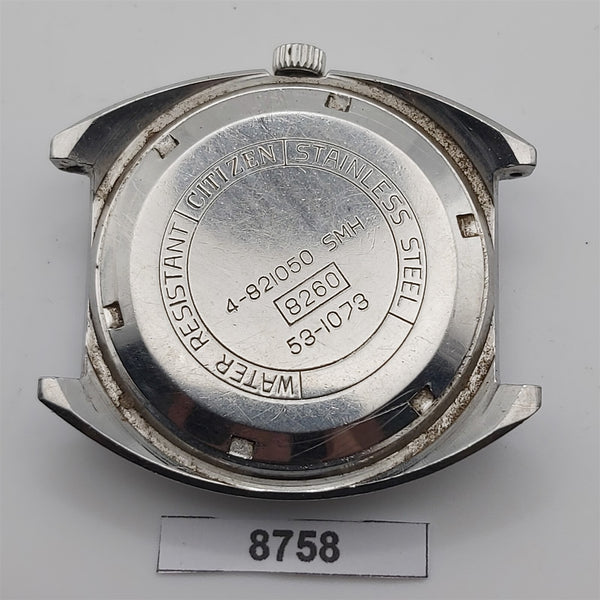 PROJECT FIX CITIZEN SILVER DIAL MANUAL WIND ROUND THICK LUGS DATE WATCH 8758