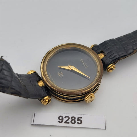 PROJECT TO FIX GUCCI LADIES BLACK DIAL GOLD PLATE WATCH EU SHIP WATCH 9285
