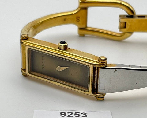 PROJECT TO FIX GUCCI LADIES BANGLE GOLD PLATE 1500 WATCH EU SHIP WATCH 9253