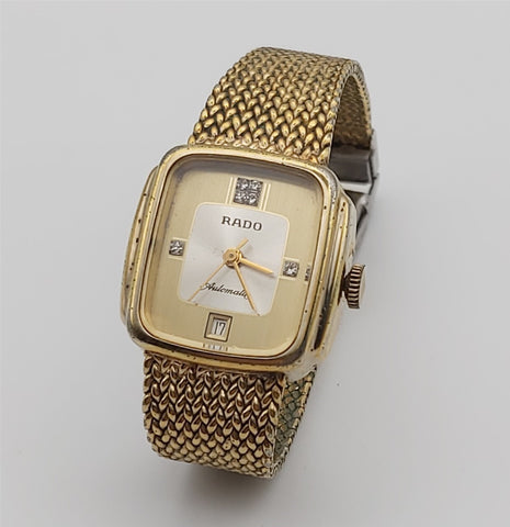PROJECT TO FIX RADO LADIES CUSHION AUTO GOLD PLATE DATE MESH WATCH EU SHIP 6557