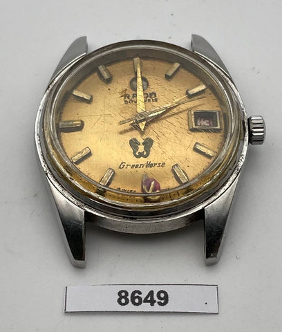 PROJECT TO FIX RADO GREENHORSE SS THICK LUGS DAY DATE MENS WATCH 8649 EU SHIP