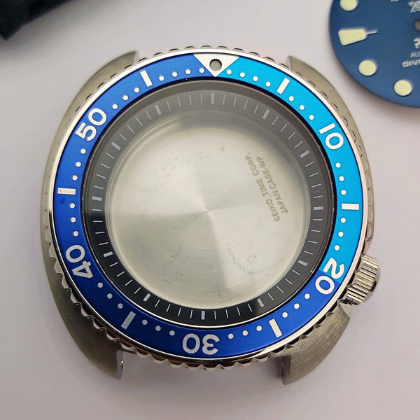 NEW AF SEIKO TURTLE SRP777 BLUE BLUE KIT CASE BEZEL GLASS CROWN STRAP DIAL HAND