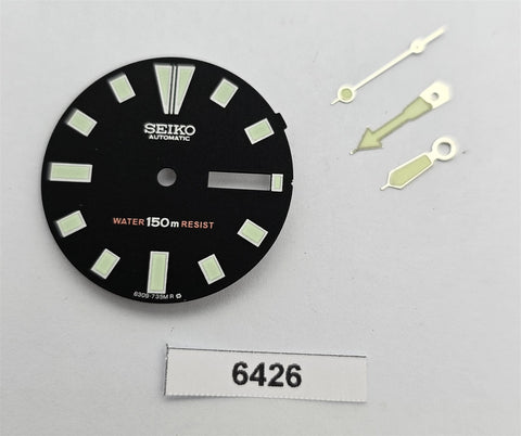 ESSENTIALS NEW AF SEIKO BLACK DIAL AND HANDS SET 6309 7290 MODEL DIVER WATCH 