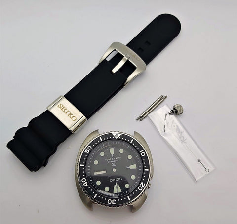 NEW AF SEIKO TURTLE SRP777 BLACK KIT CASE BEZEL GLASS CROWN STRAP DIAL HANDS