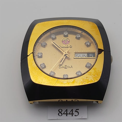 PROJECT TO FIX RADO DIASTAR GOLD CUSHION DAY DATE EU SHIP MENS WATCH 8445
