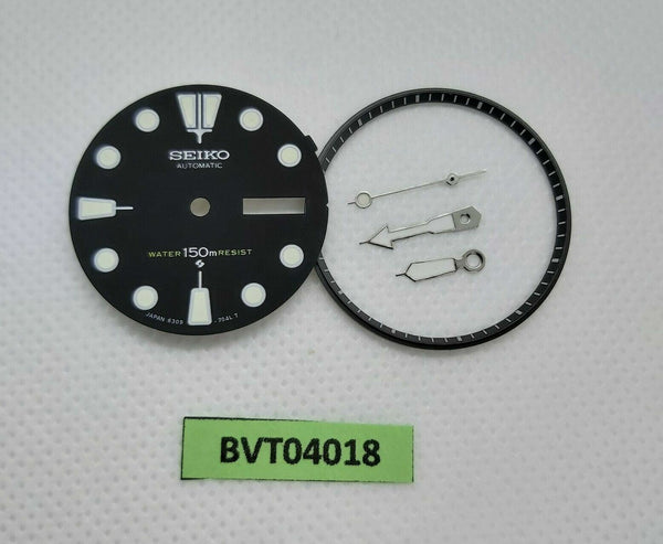 NEW WHITE INDEX SEIKO BLACK DIAL HANDS MINUTE TRACK SET 6309 7040 WATCH BVT04018