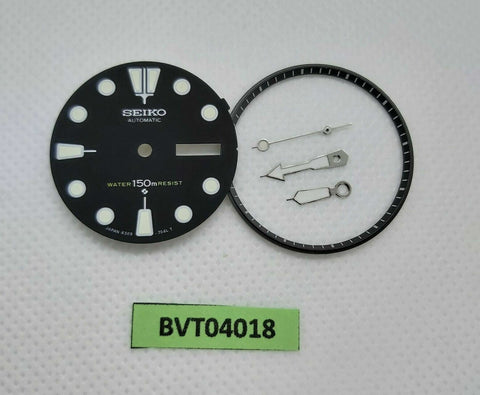 NEW WHITE INDEX SEIKO BLACK DIAL HANDS MINUTE TRACK SET 6309 7040 WATCH BVT04018