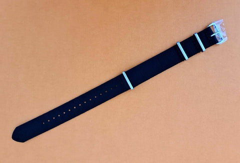 NEW FOR SEIKO MILITARY STRAP NYLON BAND 22mm 6309 7040 SKX007 7002 BLACK BLKN22