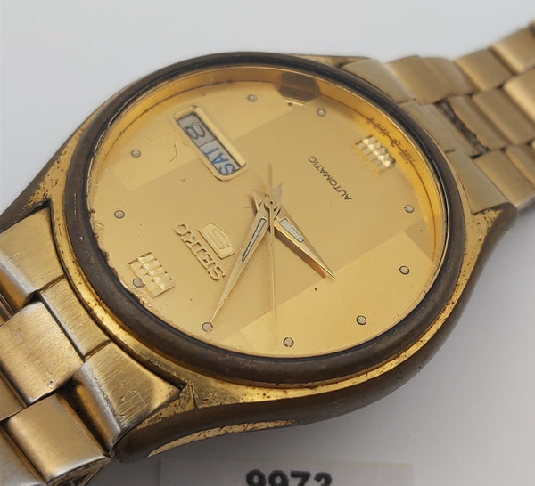 PROJECT TO FIX SEIKO 5 SPORTS 7009 3100 MENS GOLD AUTO DAY DATE WATCH 9973