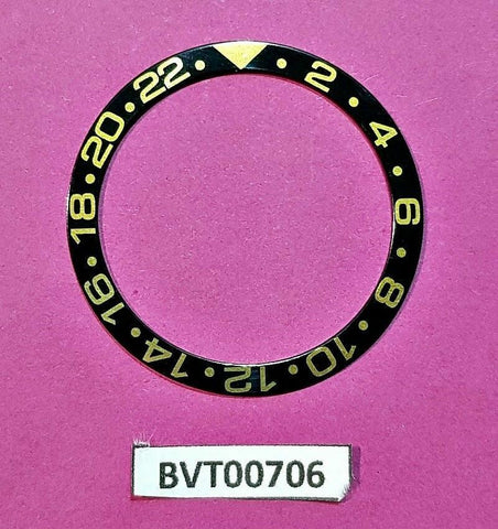 SEIKO GOLD BLACK WIDE GMT BEZEL INSERT DIVERS 7002 6309 6306 7S26 WATCH BVT00706