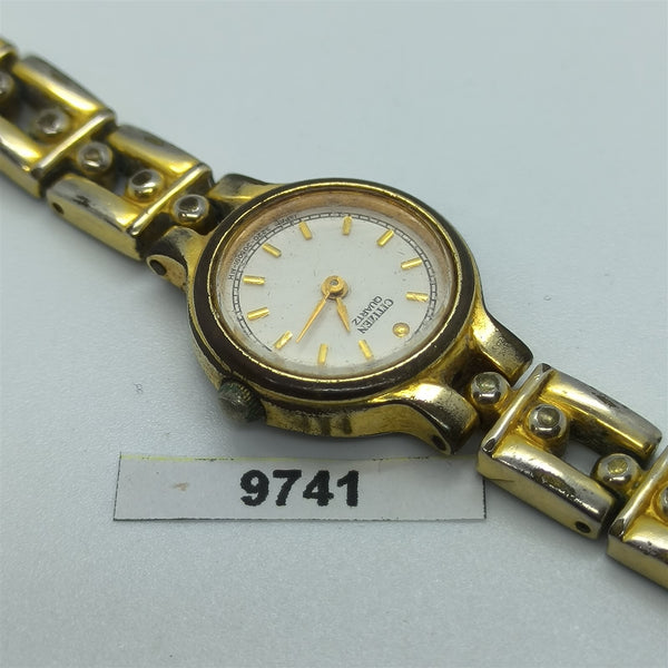 PROJECT TO FIX VINTAGE CITIZEN WHITE DIAL GOLD PLATE LADIES WATCH EU SHIP 9741