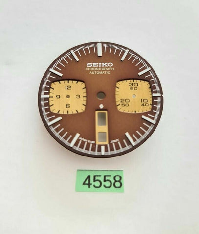 NEW SEIKO DIAL 6138-0040, 6138 0049 CHRONOGRAPH BROWN BULLHEAD WATCH BVT04558