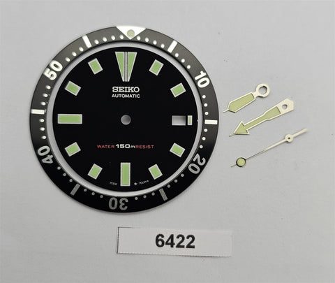 RENOVATE NEW AF SEIKO BLACK DIAL HANDS 10 INSERT BLACK SET 7002 7000 DIVE WATCH 