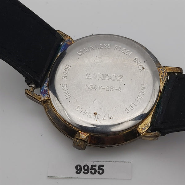 PROJECT TO FIX SANDOZ ROUND SHAPED 12 MARK DATE EU SHIP MENS MANUAL WATCH 9955