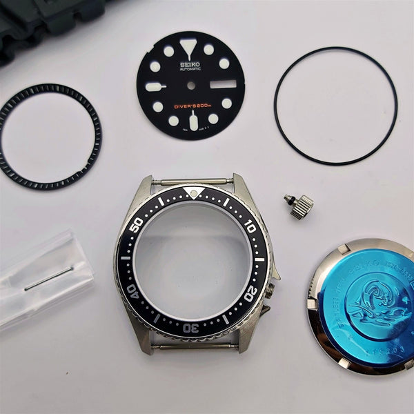 NEW AF SEIKO 7S26 0030 SKX013 BLACK KIT CASE BEZEL GLASS CROWN STRAP DIAL HANDS