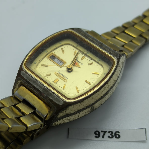 PROJECT TO FIX VINTAGE CITIZEN CUSHION GOLD LADIES DAY DATE WATCH EU SHIP 9736