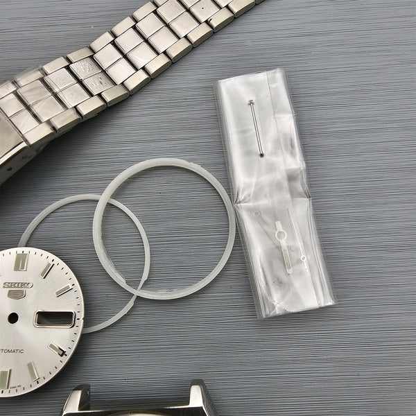 NEW AF SEIKO SPORTS 7S26 0450 SILVER DIAL KIT CASE BEZEL GLASS CROWN DIAL HANDS