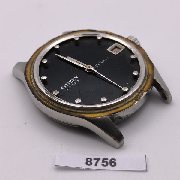 PROJECT FIX CITIZEN NEWMASTER MANUAL WIND ROUND THICK LUGS DATE WATCH 8756