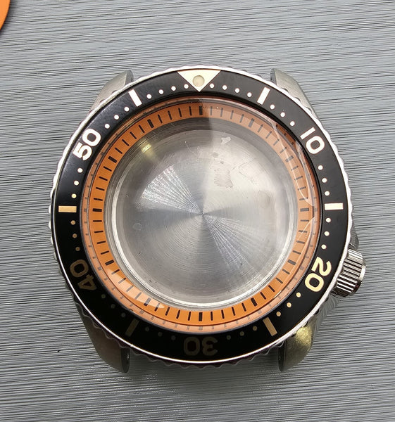 NEW AF SEIKO 7S26 0020 SKX007 ORANGE BLACK KIT CASE BEZEL GLASS CROWN DIAL HANDS