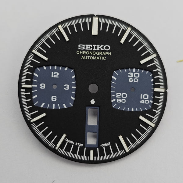 NEW SEIKO BLACK DIAL & HANDS KIT 6138-0040 BLACK BULLHEAD CHRONO WATCH BVT06386