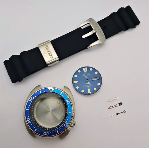 NEW AF SEIKO TURTLE SRP777 BLUE BLUE KIT CASE BEZEL GLASS CROWN STRAP DIAL HAND