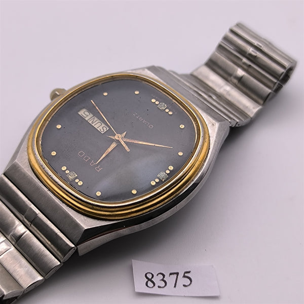 PROJECT TO FIX RADO GOLD PLATE SS BLACK DIAL DAY DATE  EU SHIP MENS 8375 WATCH