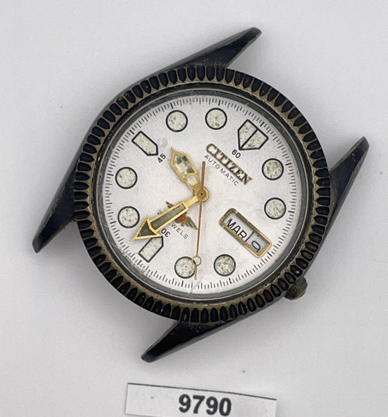 PROJECT TO FIX CITIZEN ANODIZED CASE COIN RIMMED THICK LUGS AUTO DATE WATCH 9790