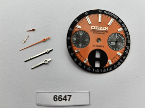 NEW CITIZEN BULLHEAD CHRONOGRAPH ORANGE DIAL HANDS KIT MENS WATCH BVT06647