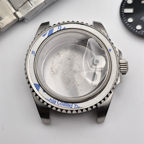 NEW AF SEIKO LEX SUBMARINE BLACK BLACK KIT CASE BEZEL GLASS CROWN STRAP DIAL