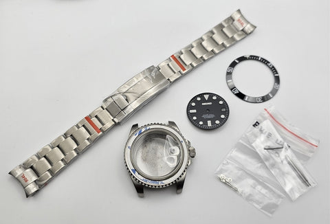 NEW AF SEIKO LEX SUBMARINE BLACK BLACK KIT CASE BEZEL GLASS CROWN STRAP DIAL