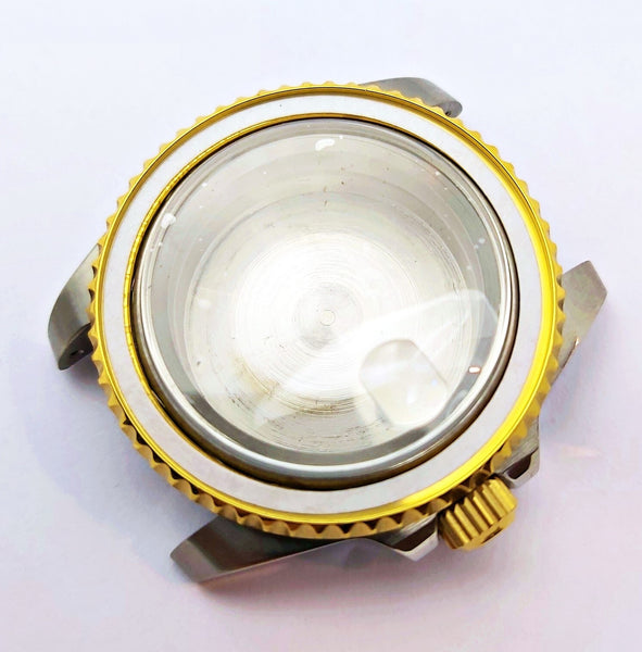 NEW AF SEIKO LEX SUBMARINE BLK GOLD SS KIT CASE BEZEL GLASS CROWN STRAP DIAL HND