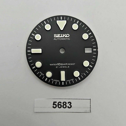 MOD SEIKO DIAL FOR 7S26 0050 10 BAR DIVERS WATCH BLACK DATE ONLY LUMES BVT5683